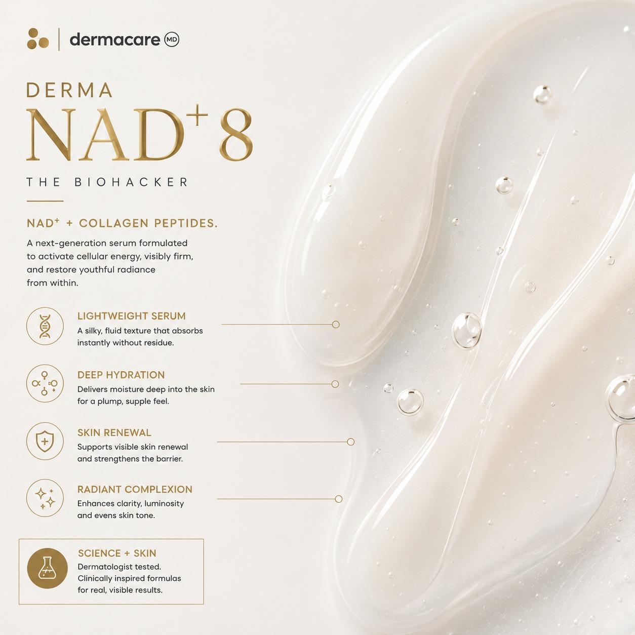 DERMACARE MD NAD+ 8+ COLLAGEN PEPTIDES SERUM